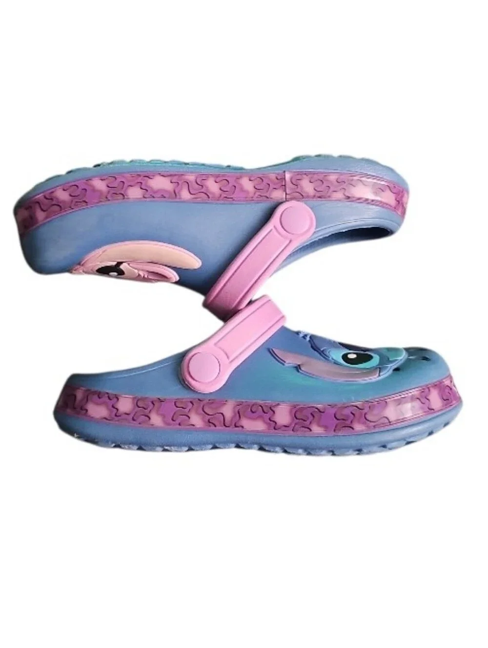 Disney Stitch Angel Clogs Kids 11/12 Blue Pink Slip On Sandals Lilo & Stitch